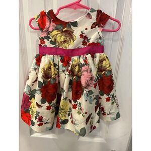 Baker by Ted Baker Dress White Floral Butterfly Rose Gold Heart Buttons 18M